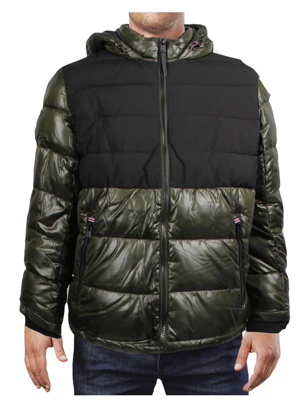 Tower Mens Puffer Colorblock Quilted Coat