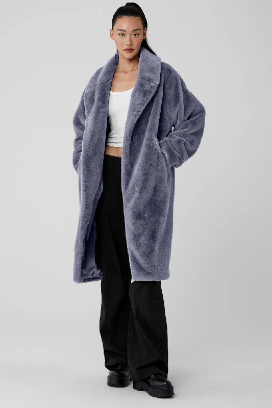 women's-winter-outerwear-coats-Oversized Faux Fur Trench - Fog