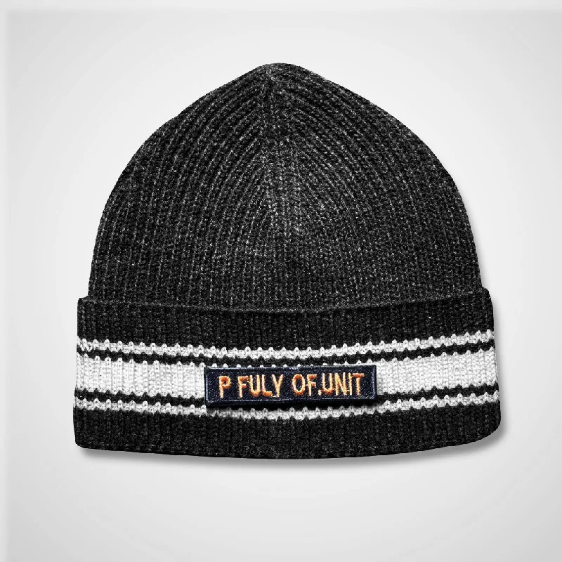 Unisex Black P Fully Of Unit Veteran Beanie Cap