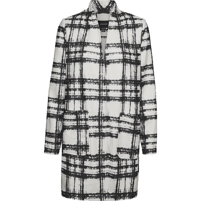 stylish-women's-outerwear-Vero Moda Brushed Freja Women's Plaid Print Mid-Length Jacket