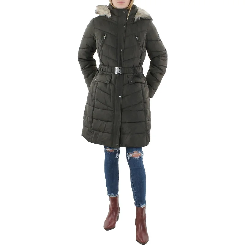 women's-military-style-coats-Vince Camuto Womens Warm Midi Down Coat