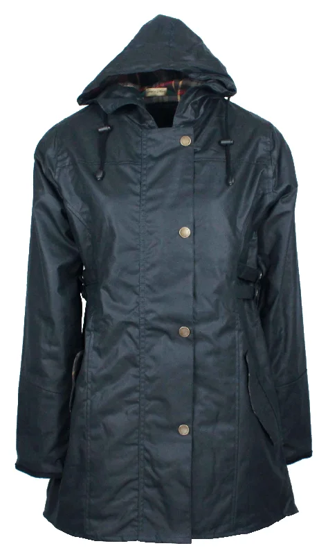 W218 - Womens Hooded Katrina Wax Jacket - NAVY