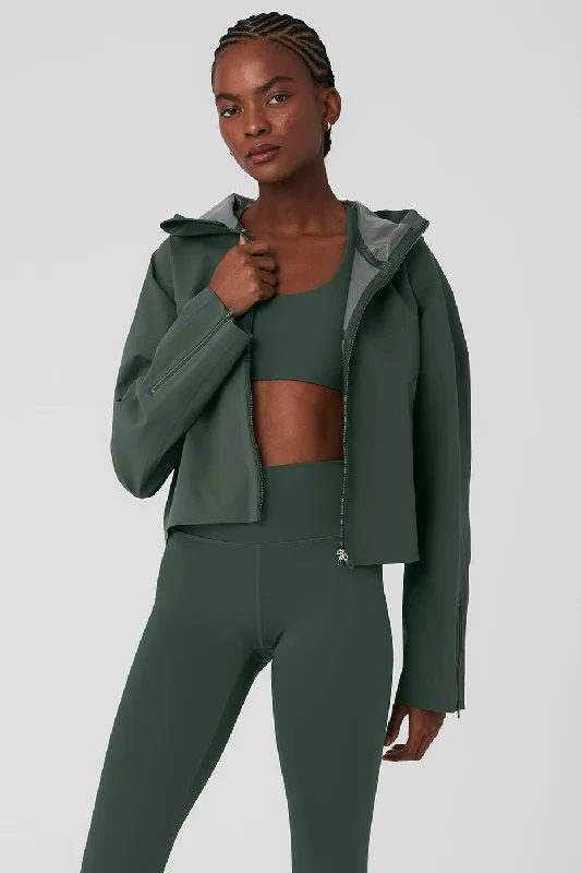 black-women's-coats-Rain Or Shine Jacket - Dark Cactus