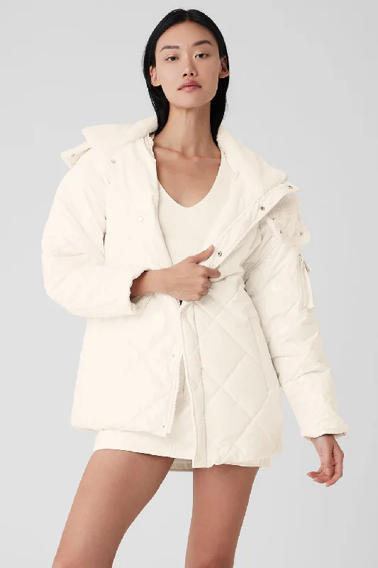 lightweight-women's-coats-Snomoto Puffer Jacket - Ivory