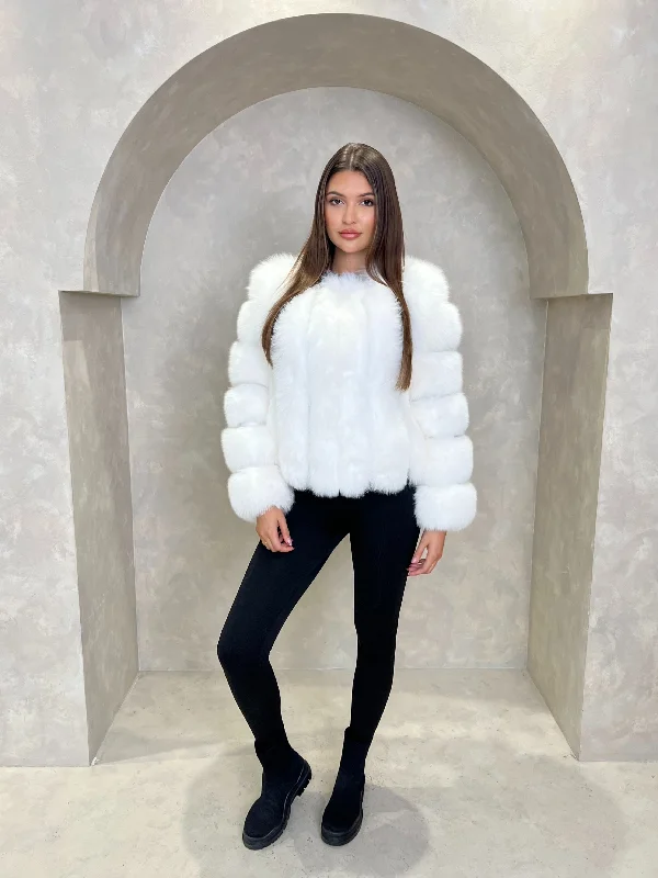 warm-women's-winter-coats-White Luxury Fur Vertical Pelt Coat