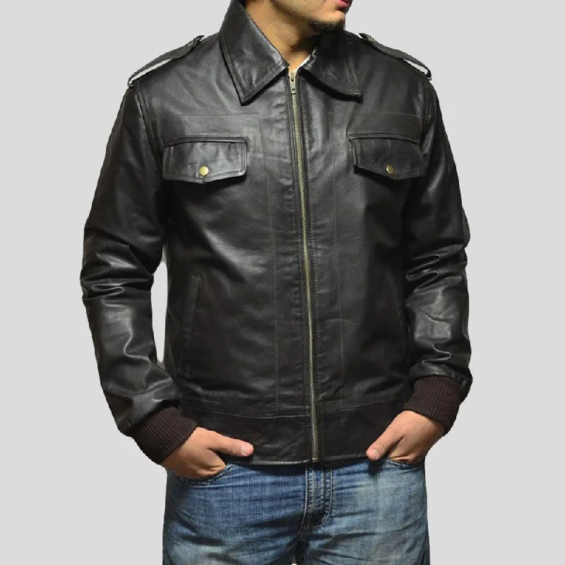 Willy Black Bomber Leather Jacket