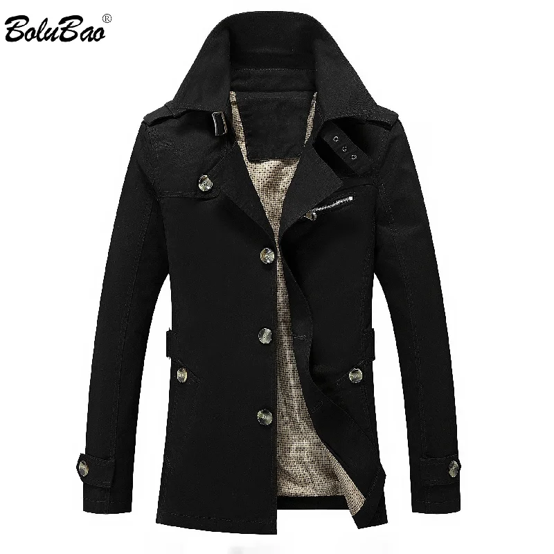 WILUXE New Casual Trench Jacket Male