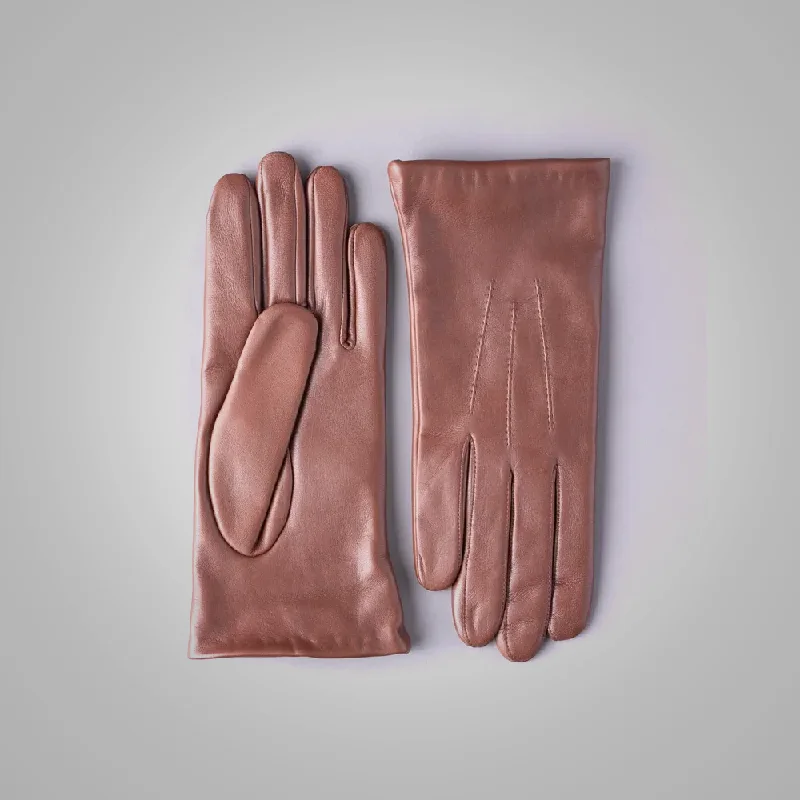 Women New Becky Classic Leather Genuine Gloves in Cork