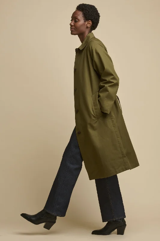 Women's Frances Belted Raglan Raincoat - Olive