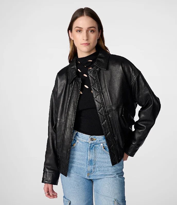 Mya Leather Aviator Jacket