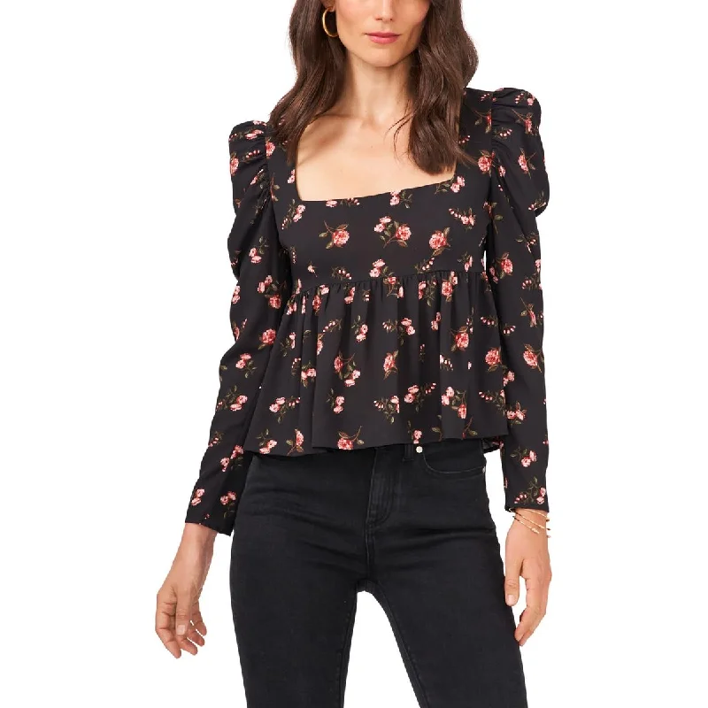 1.State Womens Floral Square Neck Blouse