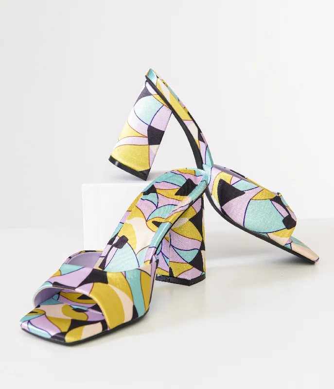 1960s Stained Glass Square Toe Mule Heels