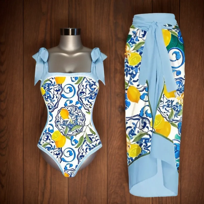 Amalfi Sorbet Swimsuit with Sarong Skirt