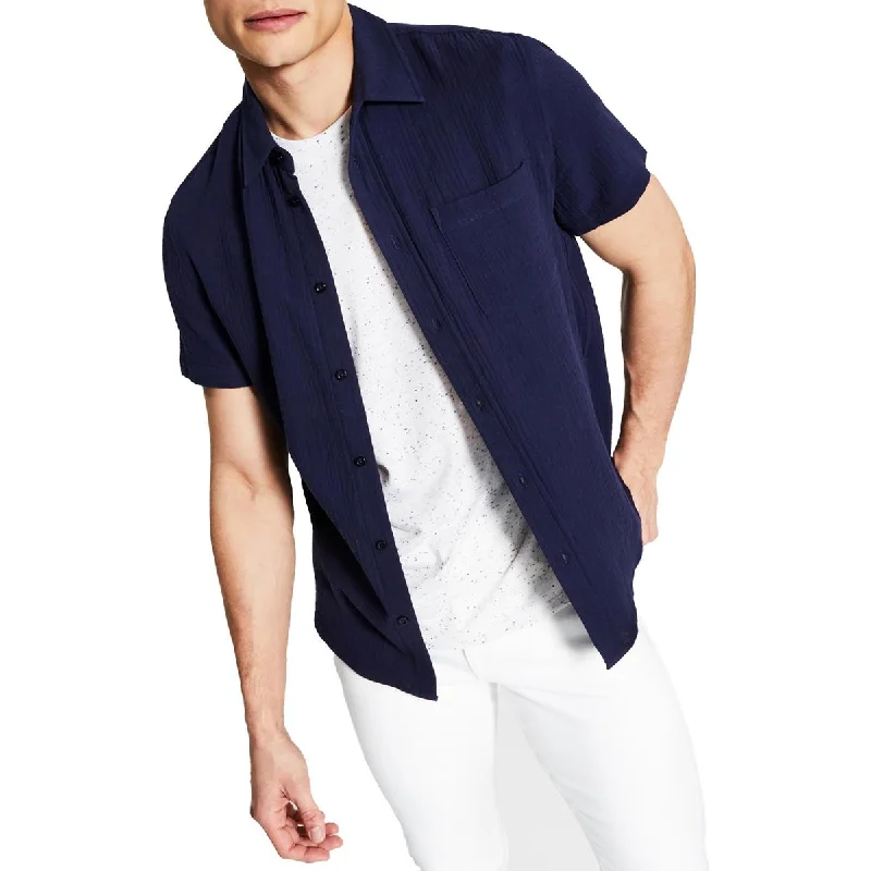 And Now This Mens Crinkle Point-Collar Button-Down Shirt