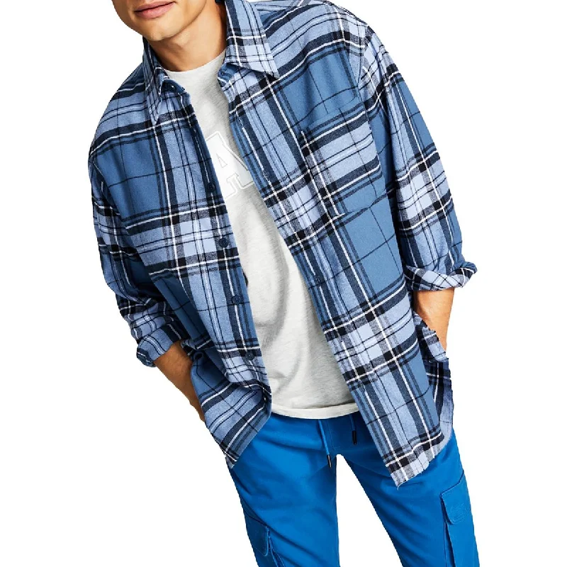 And Now This Mens Flannel Plaid Button-Down Shirt