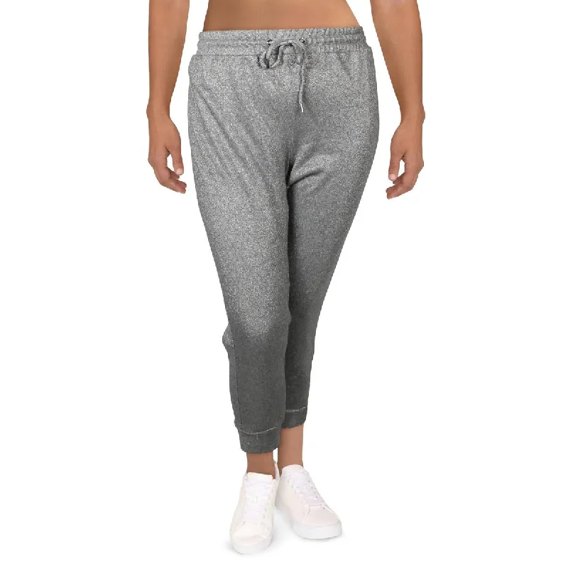 Anne Klein Womens Threaded Metallic Jogger Pants