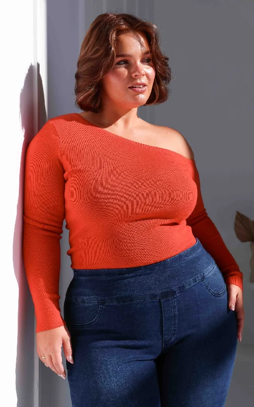 Ashlee Knit Top - Tangerine Orange