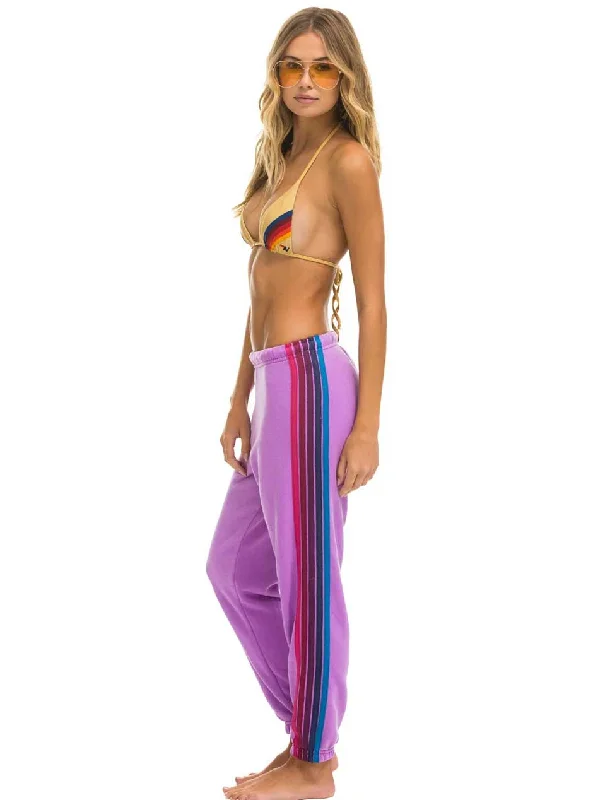 Aviator Nation Women's 5 Stripe Sweatpants - Neon Purple Pink Purple