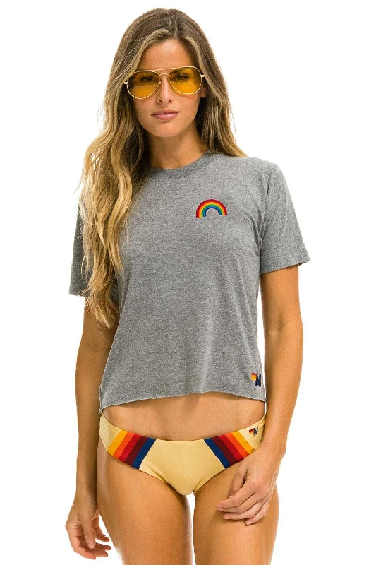 Aviator Nation Women's Rainbow Embroidery Boyfriend Tee - Heather Grey