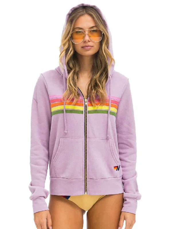 Aviator Nation Women's 5 Stripe Hoodie - Mauve Pink Green