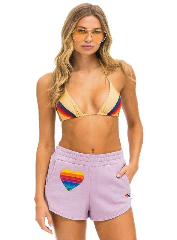 Aviator Nation Women's Rainbow Heart Stitch Lounger Shorts - Mauve Purple