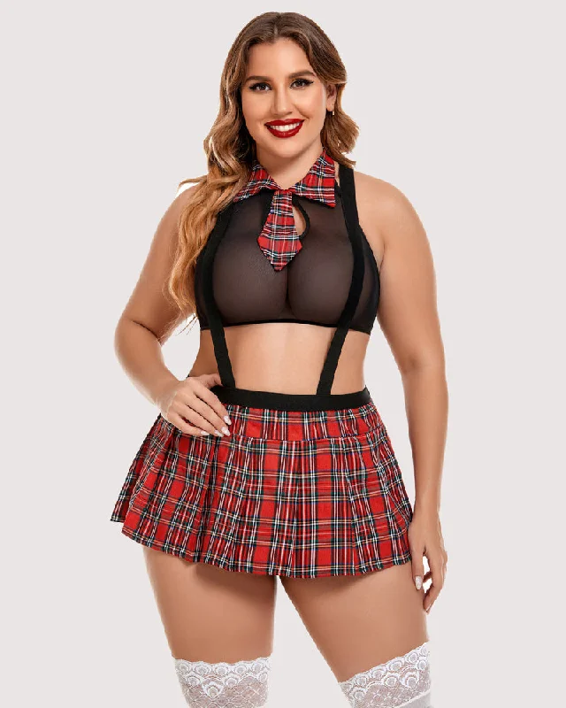 Plus Size Outfit with Tie Top and Mini Skirt