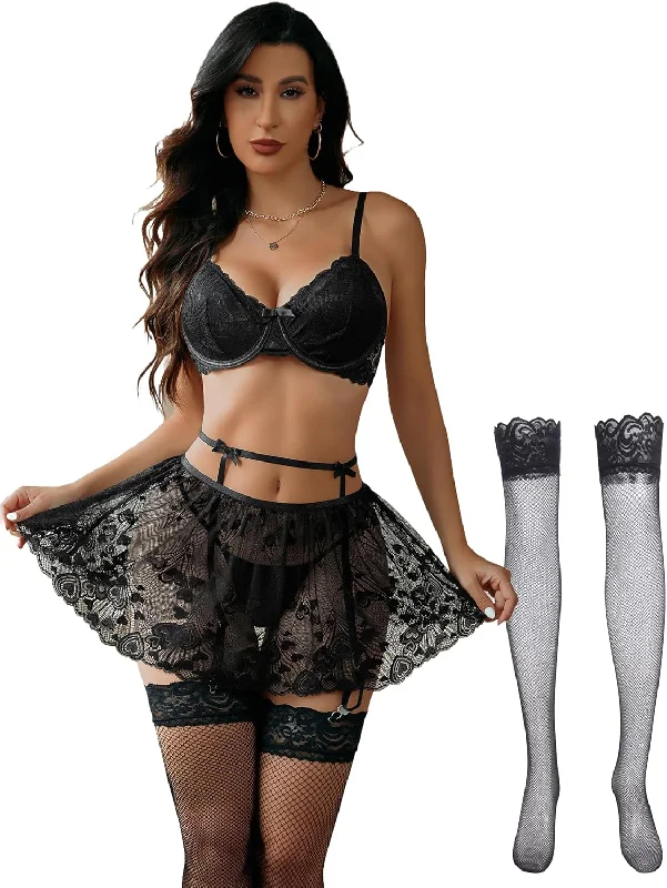 Lace Babydoll Outfits with Stockings