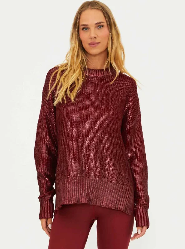 Beach Riot Women's Callie Oversized Sweater - Limited Edition Merlot Shine Red