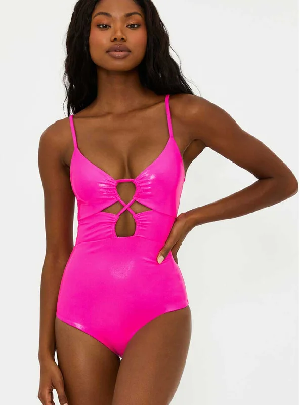 Beach Riot Women's Leslie Shimmery One Piece Swimsuit - Radiant Rose Pink