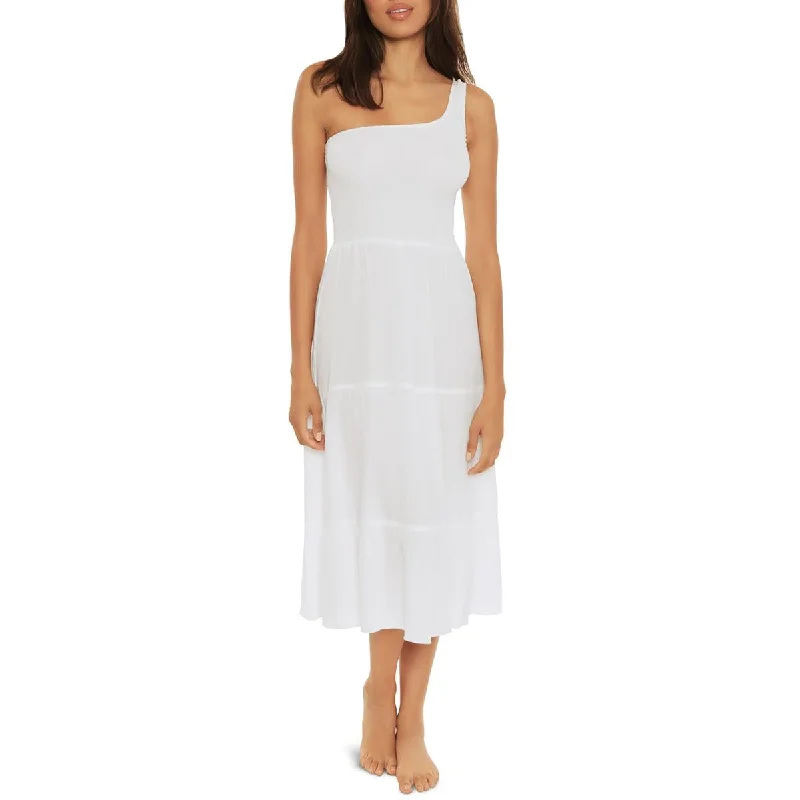 Becca by Rebecca Virtue Womens Ponza Smocked One Shoulder Cover-Up