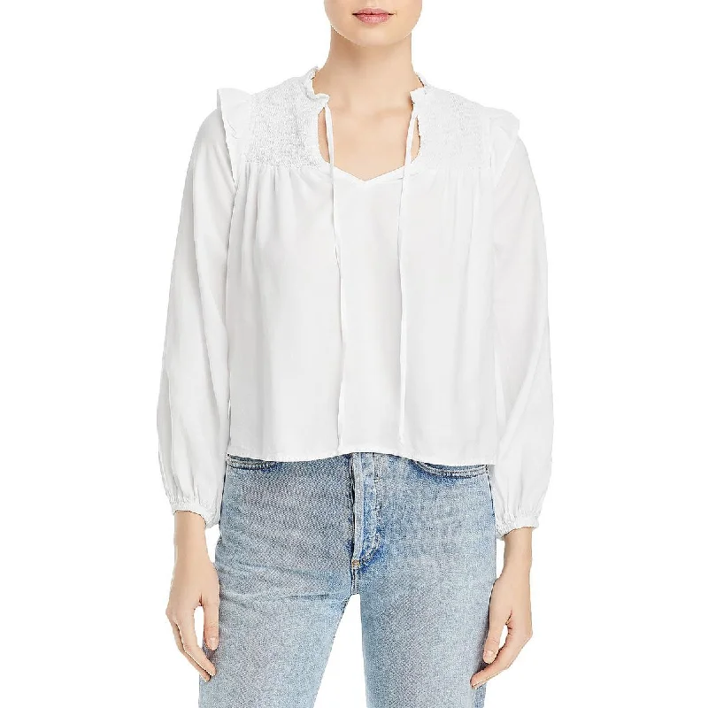 Bella Dahl Womens Smocked Ruffled Blouse