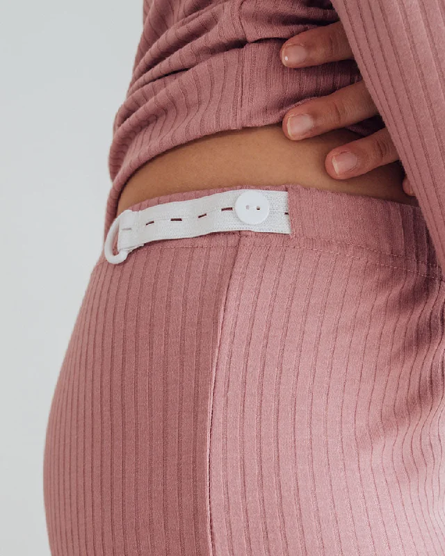 Charlotte Maternity Ribbed Long Pants in Blush