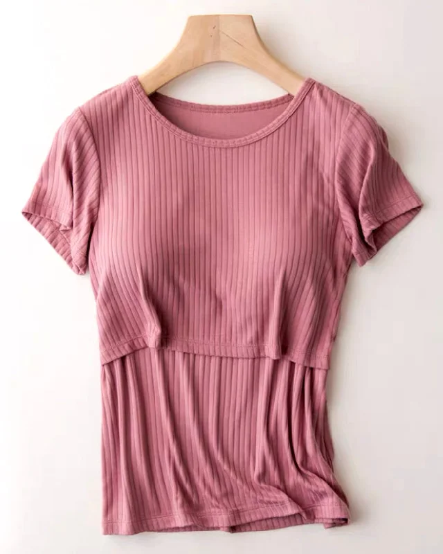 Kayla Lift-Up Nursing Tee in Blush