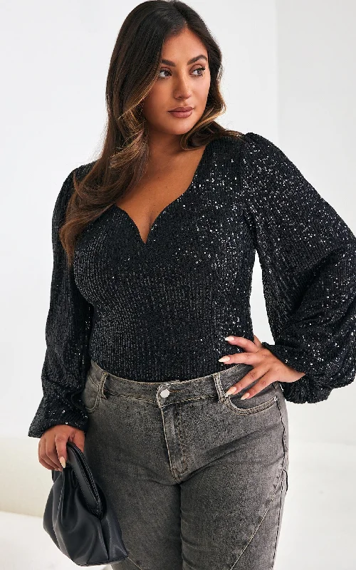 Beyond The Stars Top - Black Sequin