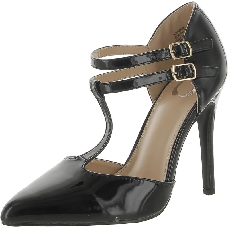 Rainey Womens Patent T-Strap Mary Jane Heels