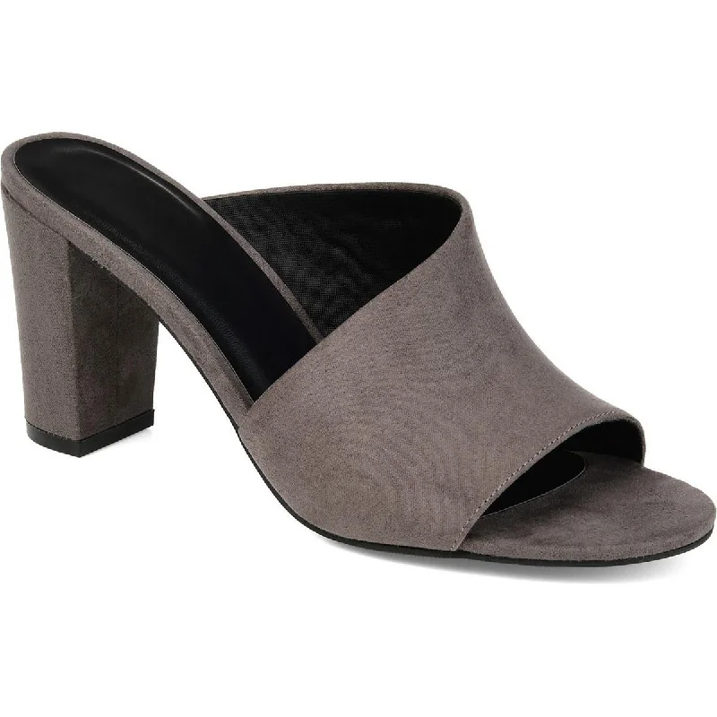 Womens Faux Suede Open Toe Mules