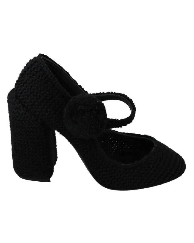 Dolce & Gabbana  Black Knitted Mary Jane Pumps