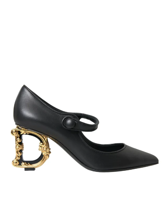 Dolce & Gabbana Leather Logo Heels Mary Janes Pumps Shoes