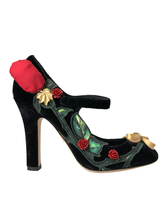 Dolce & Gabbana Floral Embellished  Mary Jane Pumps