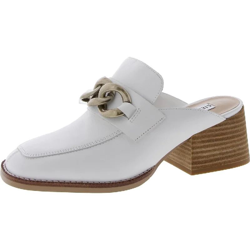 Lorie Womens Leather Block Heel Mules