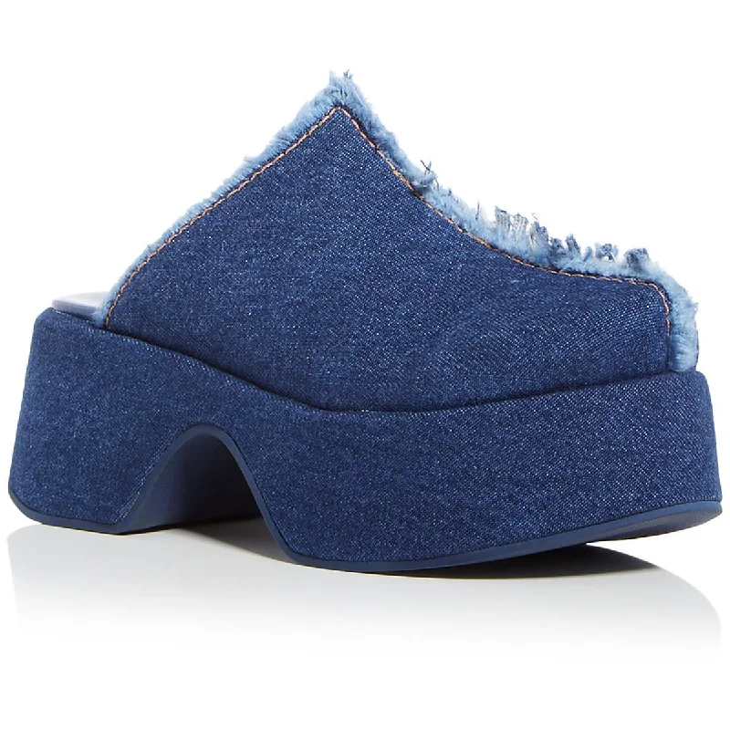 Womens Denim Slip On Mules