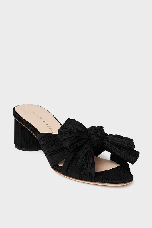 Black Emilia Pleated Knot Mules