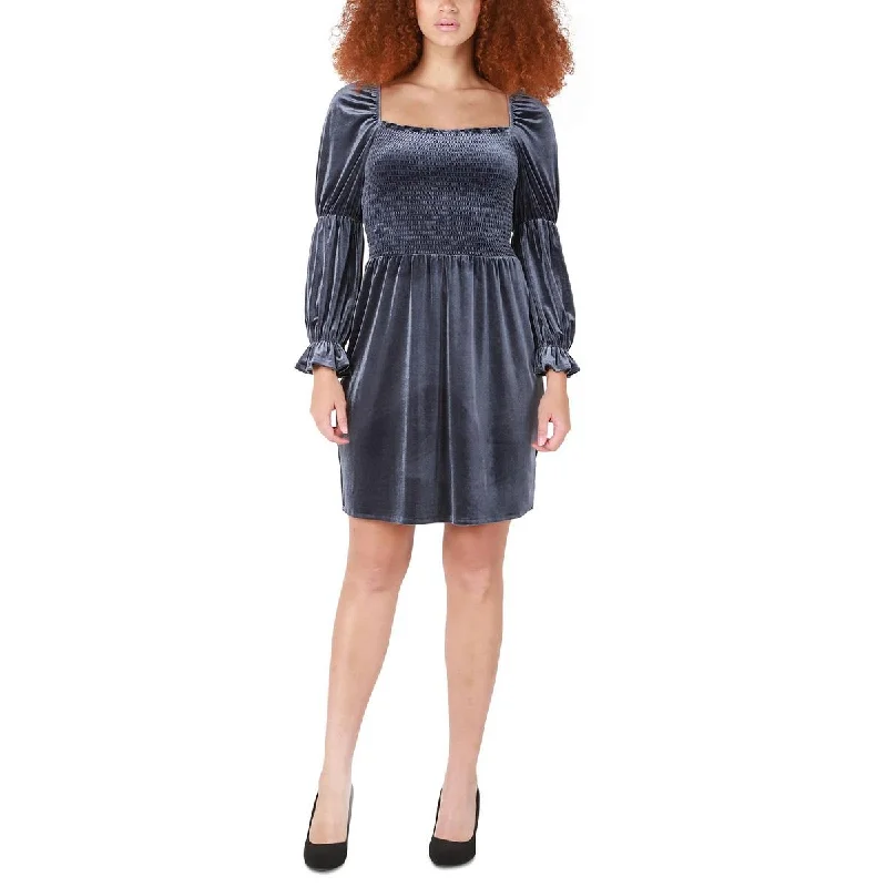 Black Tape_ Womens Velvet Mini Fit & Flare Dress