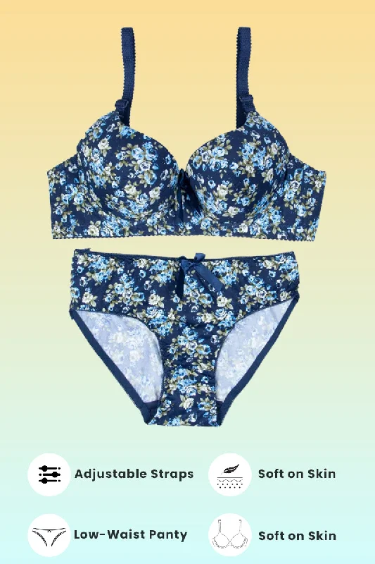 Blue Floral Padded Set