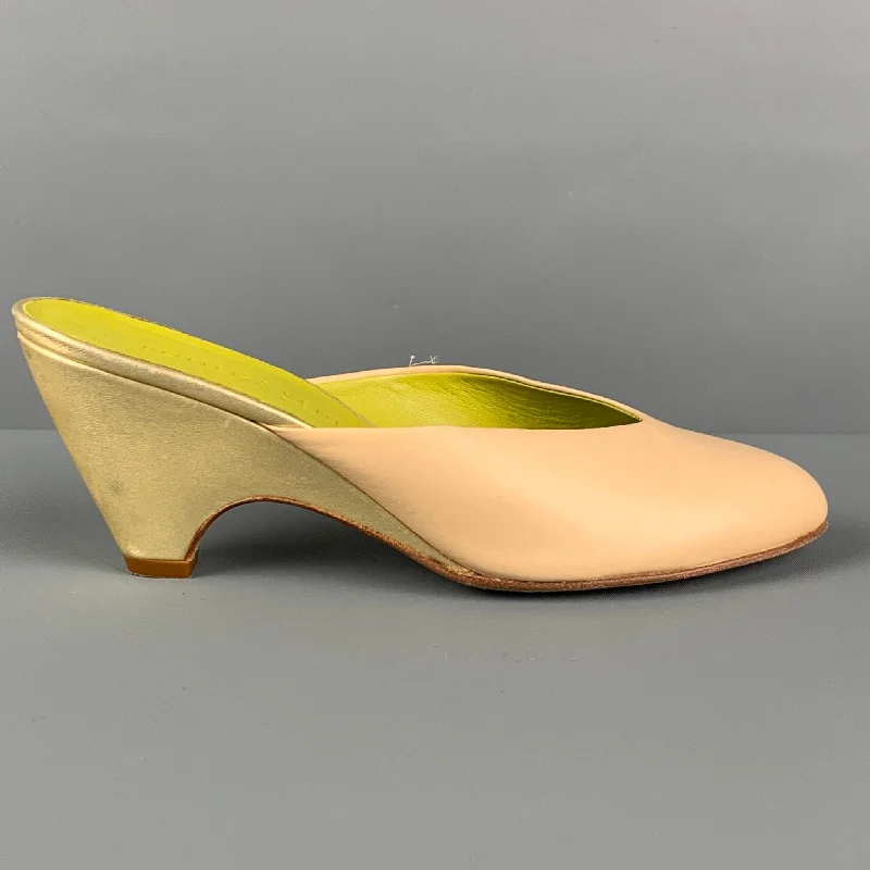 BOTTEGA VENETA Size 7 Beige Leather Mules Pumps