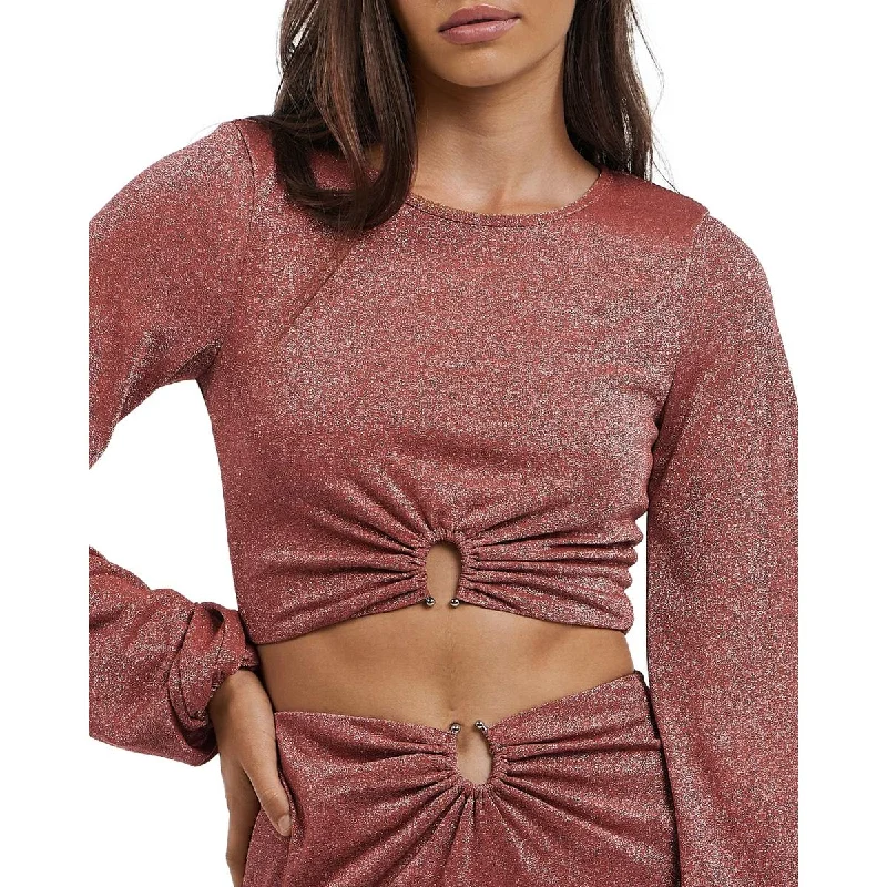 Charlie Holiday Womens Layla Metallic Keyhole Cropped