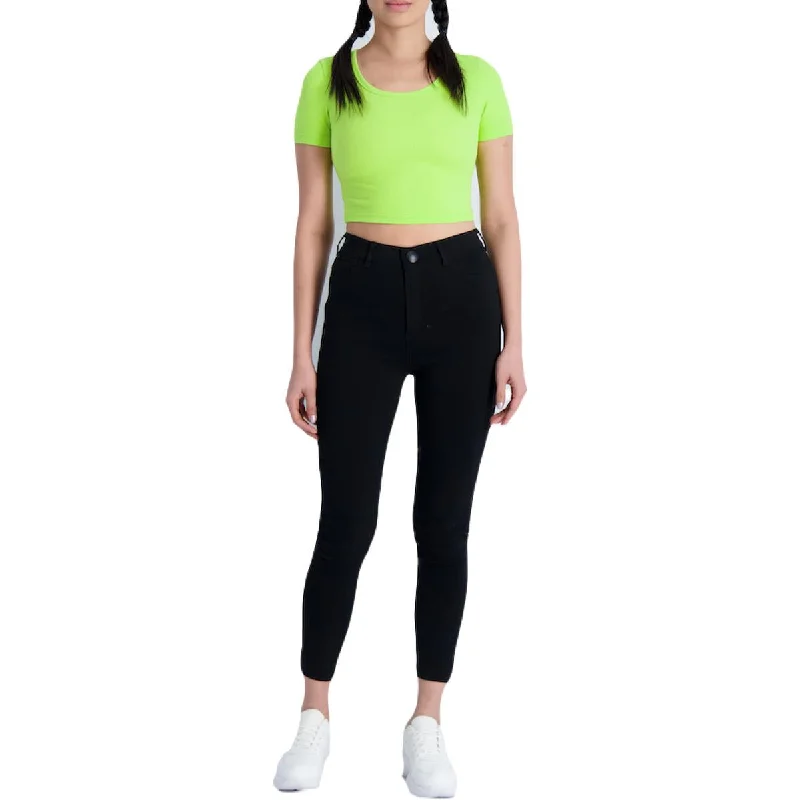 CheckHers Women's Short Sleeve Crewneck Crop Top