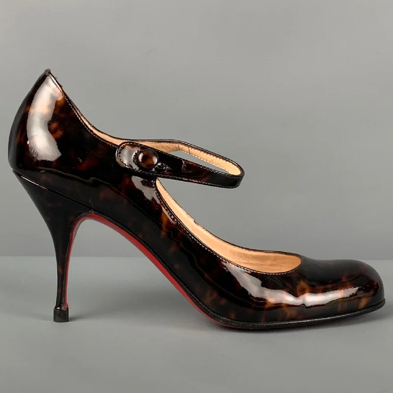 CHRISTIAN LOUBOUTIN Size 8 Brown Tortoiseshell Mary Jane Pumps