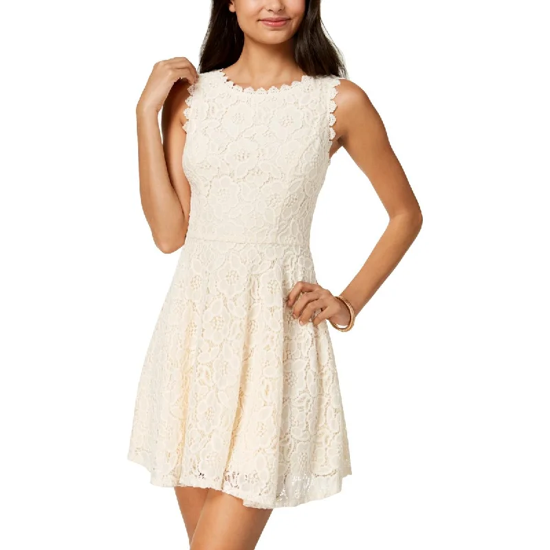 City Studio Womens Juniors   Lace Overlay Mini Fit & Flare Dress