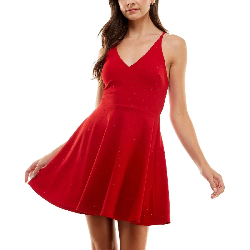 City Studio Womens Juniors Padded Bust Mini Fit & Flare Dress